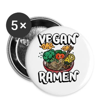 Vegan Ramen | Ramen-lover shirt | - Buttons large 2.2''/56 mm (5-pack) - white - Front