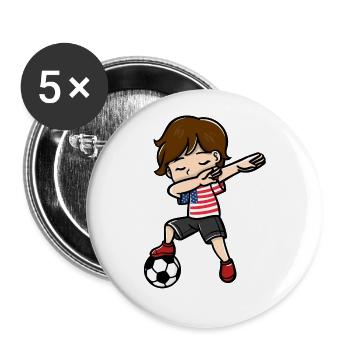 Junge Fußballspieler Sportler Tupft Auf - Buttons groß 56 mm (5er Pack) - Weiß - Vorne