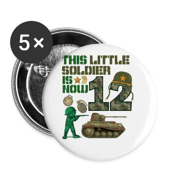 This little soldier is now 12 Army Tank 12. - Buttons large 2.2''/56 mm (5-pack) - white - Front