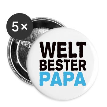 Weltbester Papa - Buttons groß 56 mm (5er Pack) - Weiß - Vorne