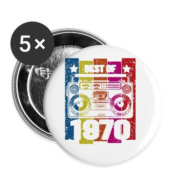 Best Of 1970 Stereo Radio Kassettenspieler - Buttons groß 56 mm (5er Pack) - Weiß - Vorne