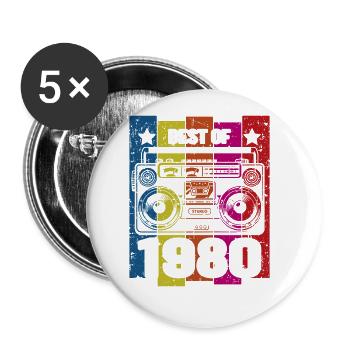 Best Of 1980 Stereo Radio Kassettenspieler - Buttons groß 56 mm (5er Pack) - Weiß - Vorne