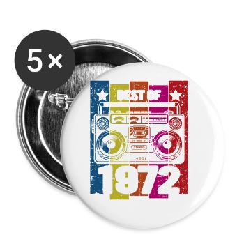 Best Of 1972 Stereo Radio Kassettenspieler - Buttons groß 56 mm (5er Pack) - Weiß - Vorne