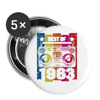Best Of 1963 Stereo Radio Kassettenspieler - Buttons groß 56 mm (5er Pack) - Weiß - Vorne