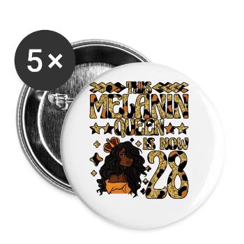 This Melanin Queen is now 28 black - Buttons large 2.2''/56 mm (5-pack) - white - Front