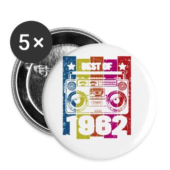 Best Of 1962 Stereo Radio Kassettenspieler - Buttons groß 56 mm (5er Pack) - Weiß - Vorne