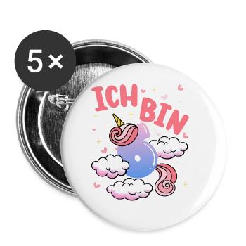 Ich Bin 6 Jahre Alt | Einhorn-thema | 6. - Buttons groß 56 mm (5er Pack) - Weiß - Vorne