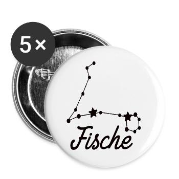 Sternzeichen Fische - Tierkreiszeichen - Buttons groß 56 mm (5er Pack) - Weiß - Vorne