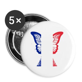 Paris France City Skyline Tour Eiffel Art - Lot de 5 grands badges (56 mm) - blanc - Devant