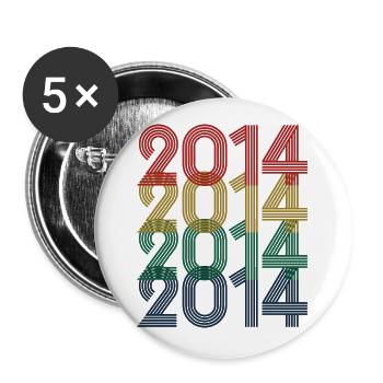 Cool Retro 2014, 9 Years Old, 9th Birthday Kids - Buttons large 2.2''/56 mm (5-pack) - white - Front
