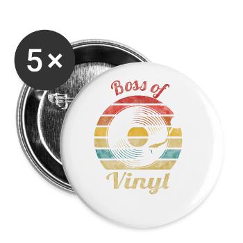 Boss of Vinyl Retro Vintage Music - Lot de 5 grands badges (56 mm) - blanc - Devant