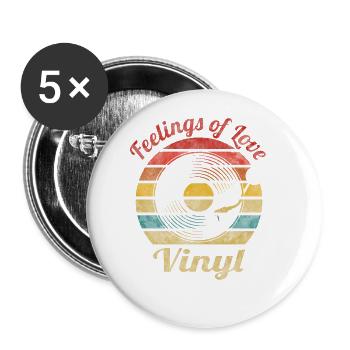 Feelings of Love Vinyl Retro Vintage Music - Buttons groß 56 mm (5er Pack) - Weiß - Vorne