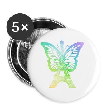 Paris France City Skyline Tour Eiffel Art - Lot de 5 grands badges (56 mm) - blanc - Devant