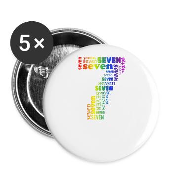 Seven 7th Birthday | Coldorful Words Themed - Buttons groß 56 mm (5er Pack) - Weiß - Vorne