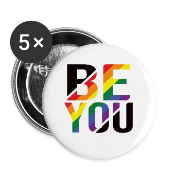 Be You Gay Pride Gay CSD Arc-en-ciel - Lot de 5 grands badges (56 mm) - blanc - Devant
