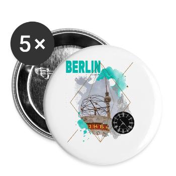 Berlin Allemagne City Skyline Vintage Rétro - Lot de 5 grands badges (56 mm) - blanc - Devant