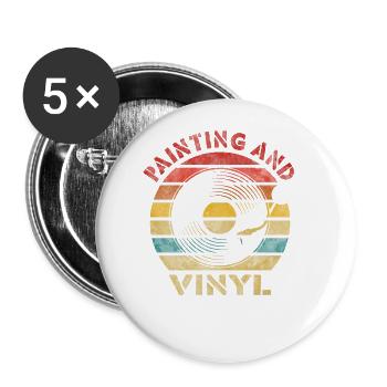 Peinture et vinyle Retro Vintage Music - Lot de 5 grands badges (56 mm) - blanc - Devant