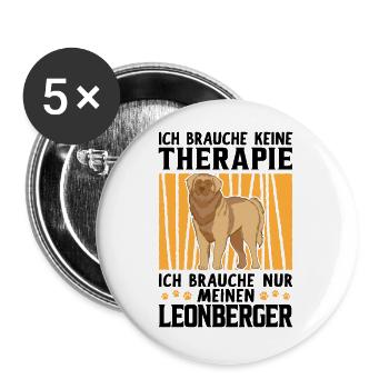 Leonberger keine Therapie deutscher Wachhund - Buttons groß 56 mm (5er Pack) - Weiß - Vorne