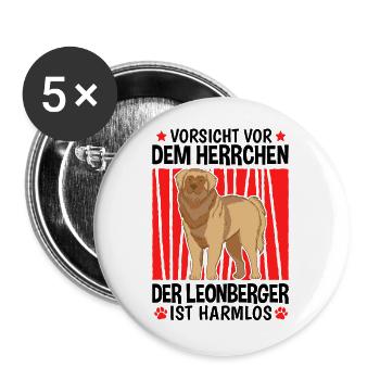Vorsicht Leonberger Herrchen deutscher Wachhund - Buttons groß 56 mm (5er Pack) - Weiß - Vorne