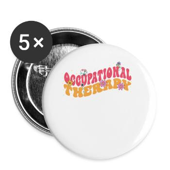 Beschäftigungstherapeutin Bloom Floral Leisure - Buttons groß 56 mm (5er Pack) - Weiß - Vorne