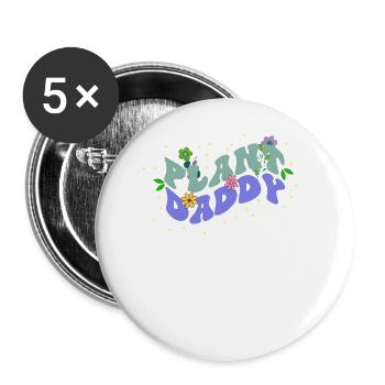 Plant Daddy Fleurs Assorties, Floraison Thème Floral - Lot de 5 grands badges (56 mm) - blanc - Devant