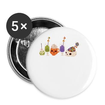 Gruseliger Horror Schädel Gespenstische - Buttons groß 56 mm (5er Pack) - Weiß - Vorne