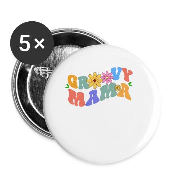 Groovy Mama Bloom Thème Floral Loisirs Colorés - Lot de 5 grands badges (56 mm) - blanc - Devant