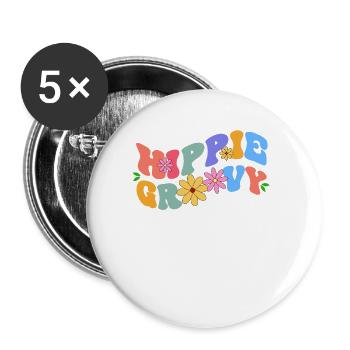 Hippie Groovy Bloom Floral Theme Colorful Leisure - Buttons large 2.2''/56 mm (5-pack) - white - Front