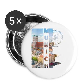 Munich Germany City Skyline Home Love - Buttons large 2.2''/56 mm (5-pack) - white - Front