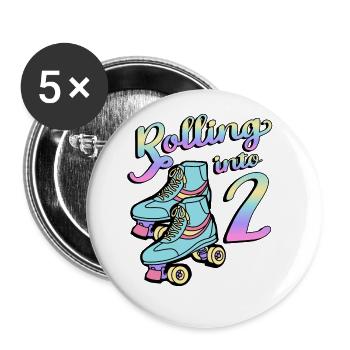 Rouler en 2 patins à roulettes Patins 2e année - Lot de 5 grands badges (56 mm) - blanc - Devant