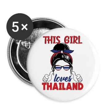 Thailand Girl - Buttons groß 56 mm (5er Pack) - Weiß - Vorne