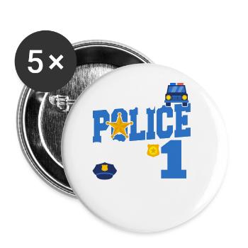 This little police officer is now 1, 1 year old - Buttons large 2.2''/56 mm (5-pack) - white - Front