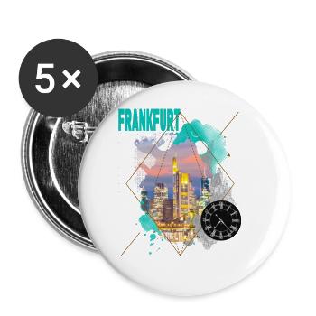 Frankfurt Germany City Skyline Vintage Retro - Buttons large 2.2''/56 mm (5-pack) - white - Front