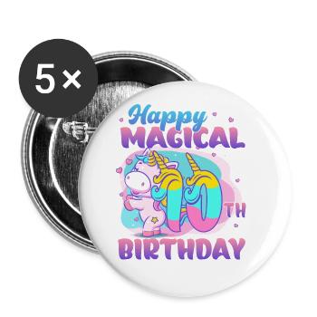 Alles Gute Zum 10. Geburtstag Einhorn Pony - Buttons groß 56 mm (5er Pack) - Weiß - Vorne