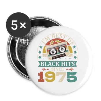I’m Best Of Black Hits Cassette depuis 1975 - Lot de 5 grands badges (56 mm) - blanc - Devant