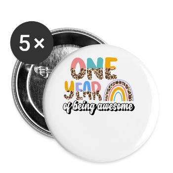 Une année d’être génial modèle de peau d’animal - Lot de 5 grands badges (56 mm) - blanc - Devant