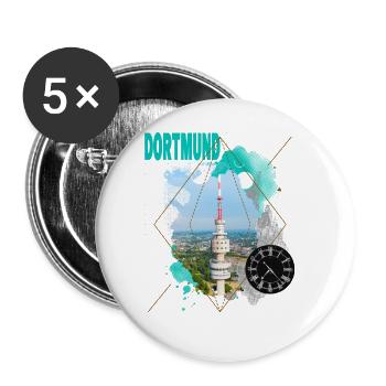 Dortmund Deutschland Stadt Skyline Vintage Retro - Buttons groß 56 mm (5er Pack) - Weiß - Vorne