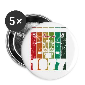 Best Of 70's Born 1977 Classic Motorcycle - Buttons large 2.2''/56 mm (5-pack) - white - Front
