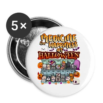 Medicine to Happiness on Halloween Clowder Of - Buttons large 2.2''/56 mm (5-pack) - white - Front