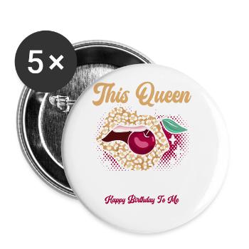Cette reine est née en octobre heureuse - Lot de 5 grands badges (56 mm) - blanc - Devant