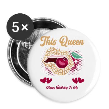 Diese Königin Wurde Im Mai Geboren Happy Birthday - Buttons groß 56 mm (5er Pack) - Weiß - Vorne