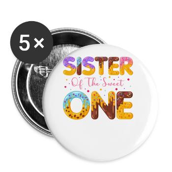Sœur De doux saupoudre de délicieux beignets - Lot de 5 grands badges (56 mm) - blanc - Devant
