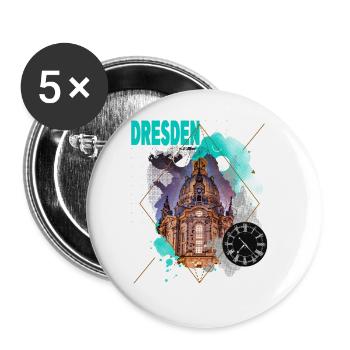 Dresden Germany City Skyline Vintage Retro - Buttons large 2.2''/56 mm (5-pack) - white - Front