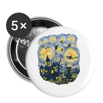 Spooky Evening With Pumpkins Ghosts - Buttons large 2.2''/56 mm (5-pack) - white - Front