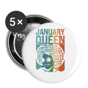 January - Month of Birth of the Queen - Celebrate - Buttons large 2.2''/56 mm (5-pack) - white - Front