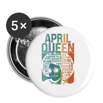 Mois de la naissance de la reine d'avril Célébrez la foi noire - Lot de 5 grands badges (56 mm) - blanc - Devant