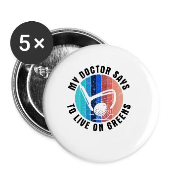 Golfplatz zum Golfen Golf - Buttons groß 56 mm (5er Pack) - Weiß - Vorne