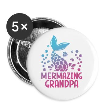 Erstaunlicher Großvater Fantasie Meerjungfrau - Buttons groß 56 mm (5er Pack) - Weiß - Vorne