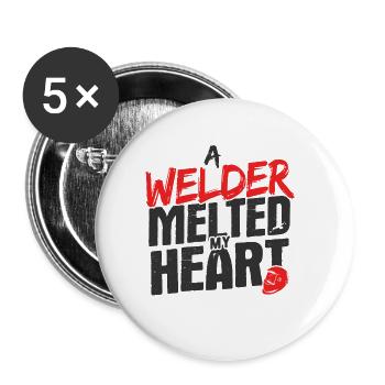 Schweißen Für Schweißer - Buttons groß 56 mm (5er Pack) - Weiß - Vorne