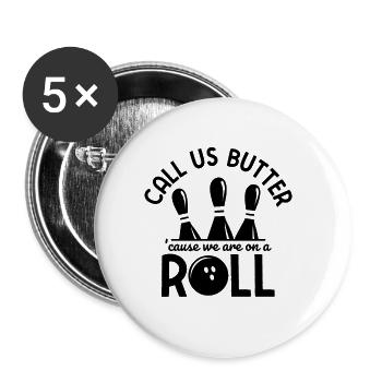 Bowling - Buttons groß 56 mm (5er Pack) - Weiß - Vorne